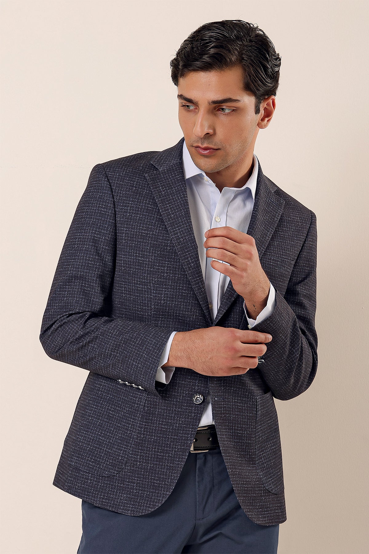 Slim-Fit Casual Blazer - Navy