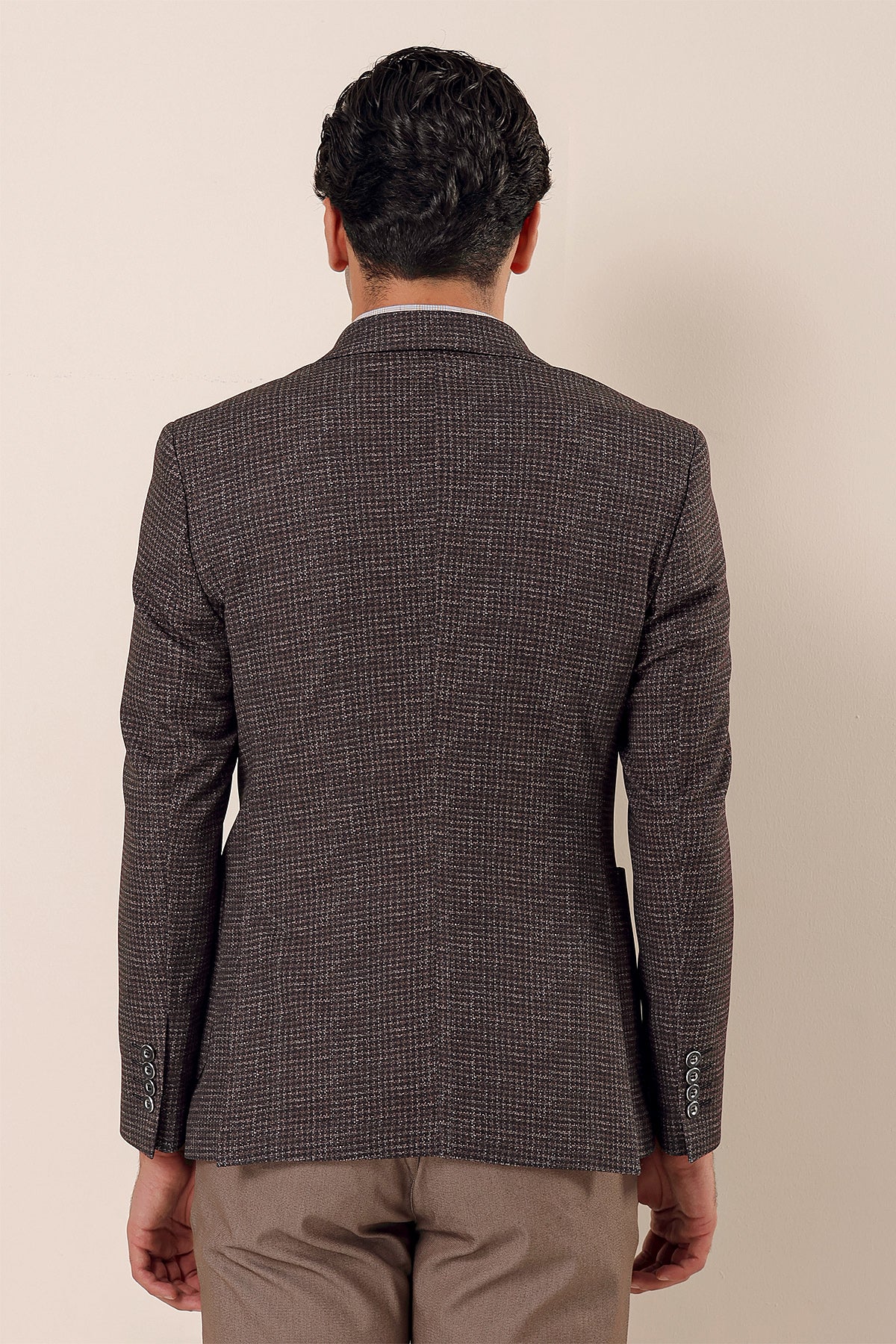 Slim-Fit Casual Blazer - Brown