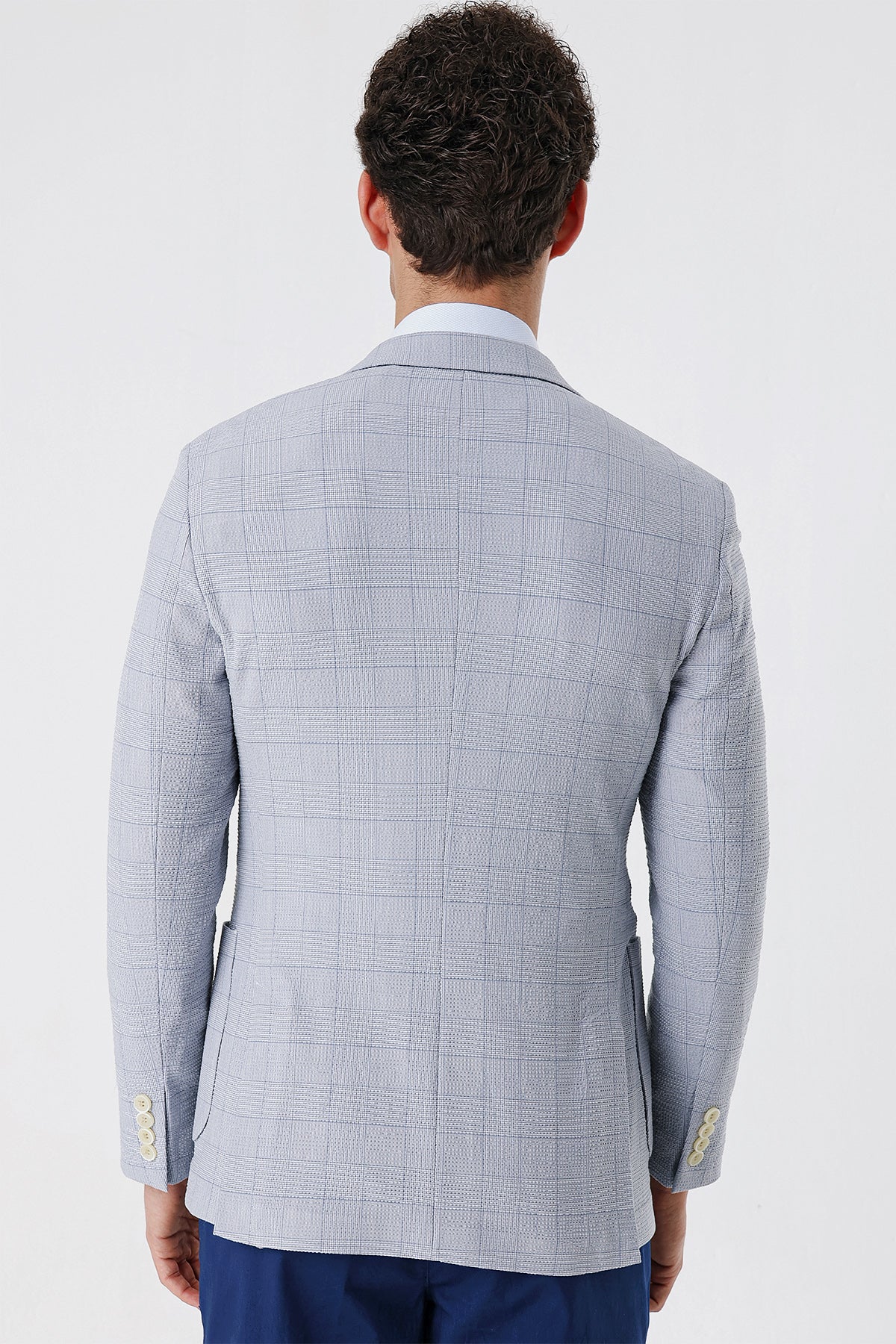 Slim-Fit Casual Blazer - Light Blue