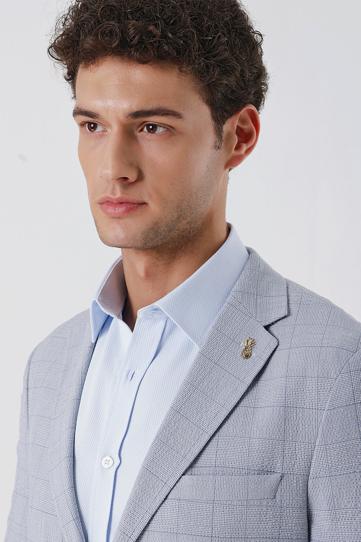 Slim-Fit Casual Blazer - Light Blue