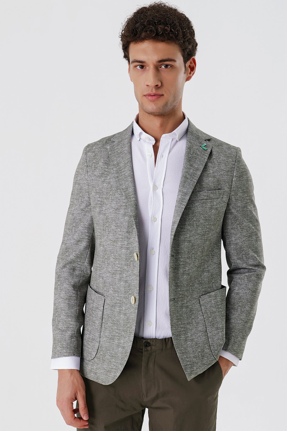 Slim-Fit Casual Blazer - Green