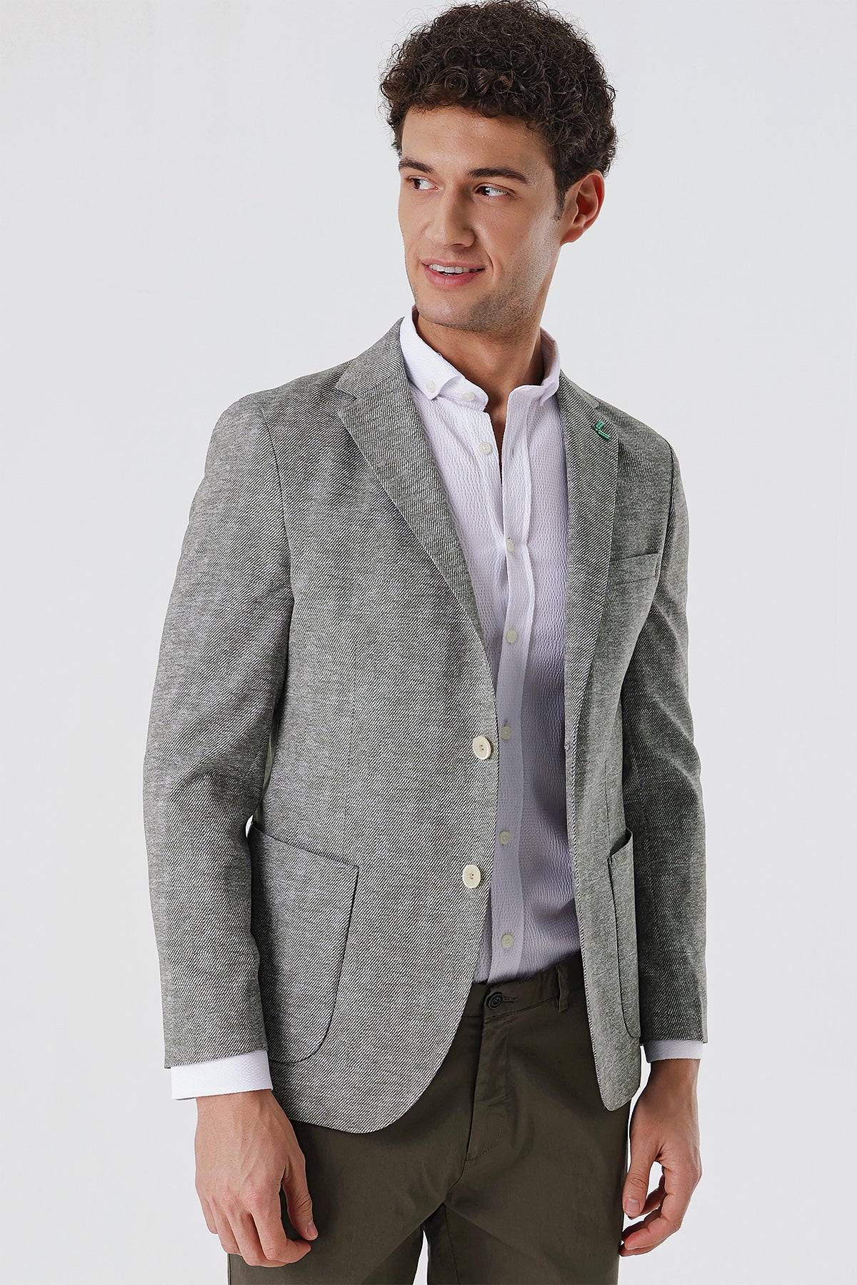 Slim-Fit Casual Blazer - Green