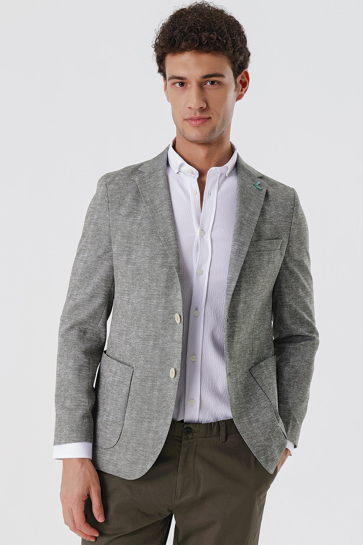 Slim-Fit Casual Blazer - Green