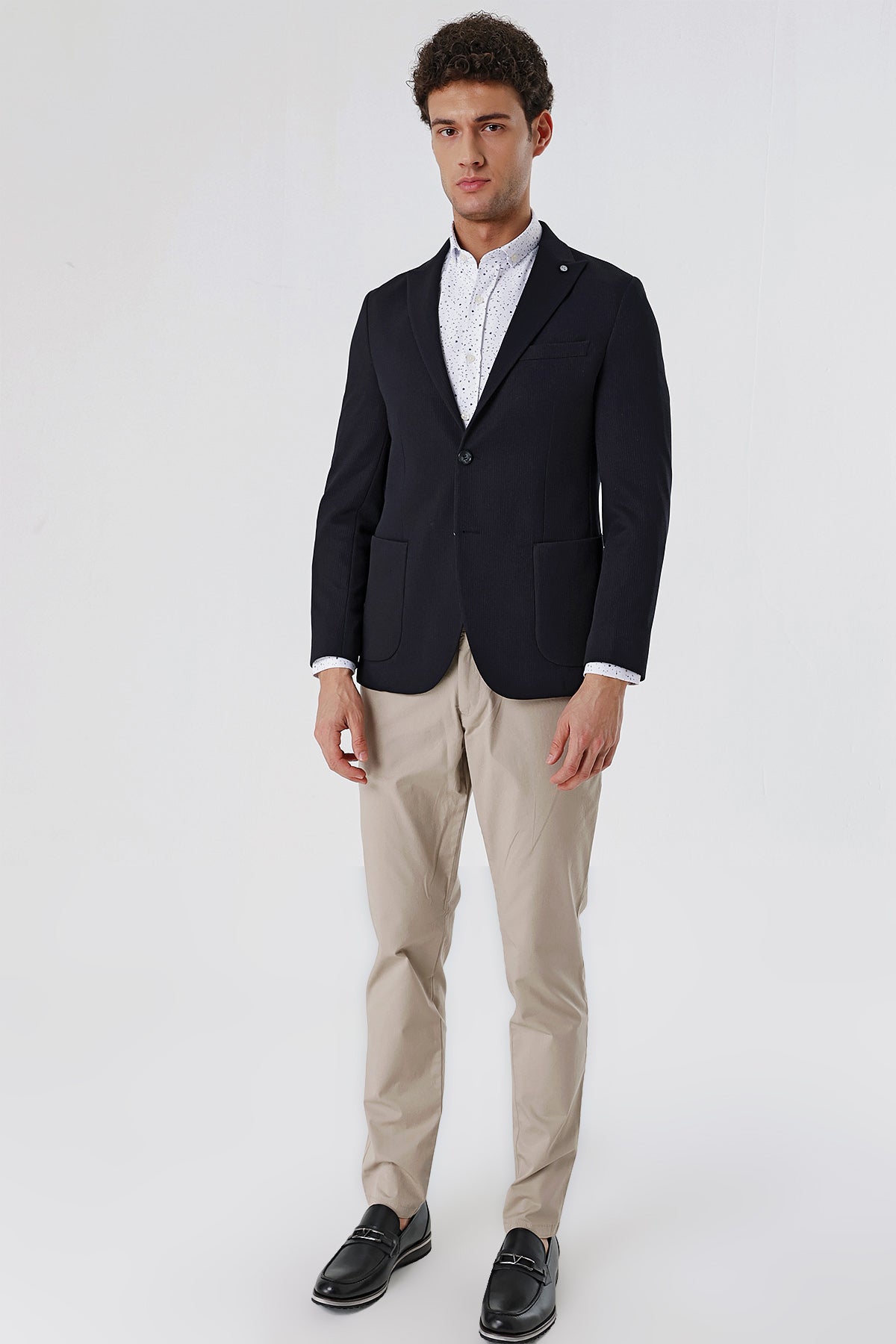 Slim-Fit Casual Blazer - Dark Navy