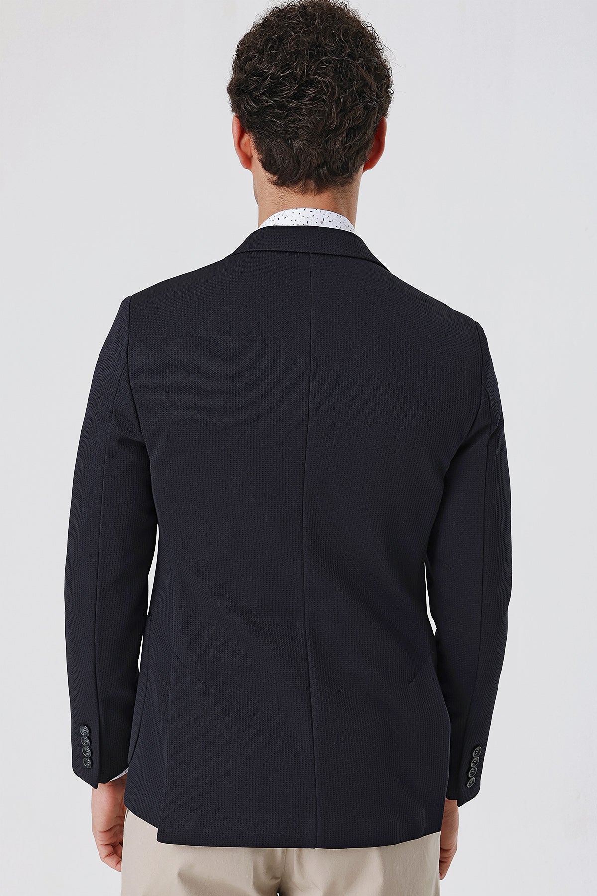 Slim-Fit Casual Blazer - Dark Navy