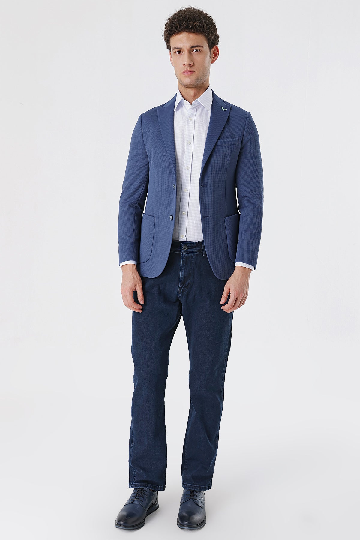 Slim-Fit Casual Blazer - Indigo Blue