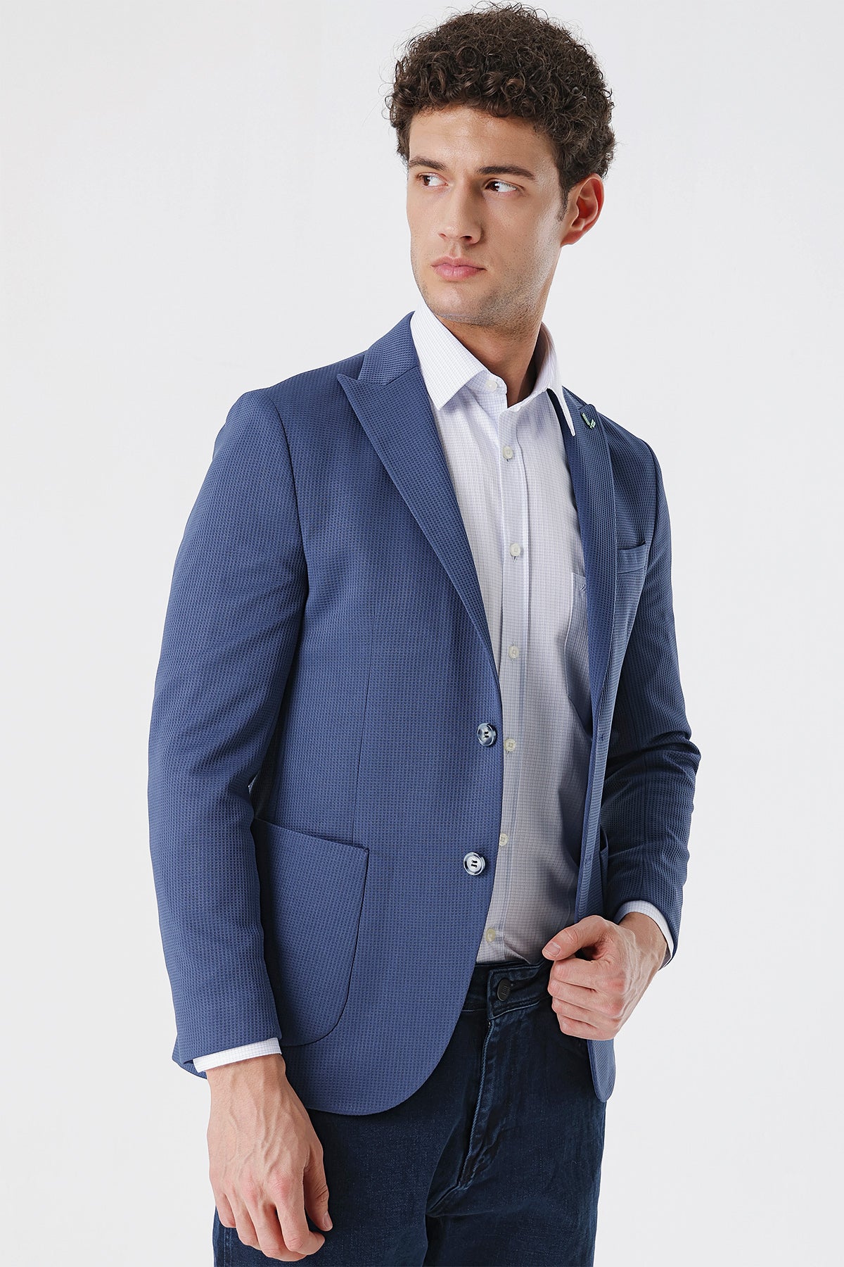 Slim-Fit Casual Blazer - Indigo Blue