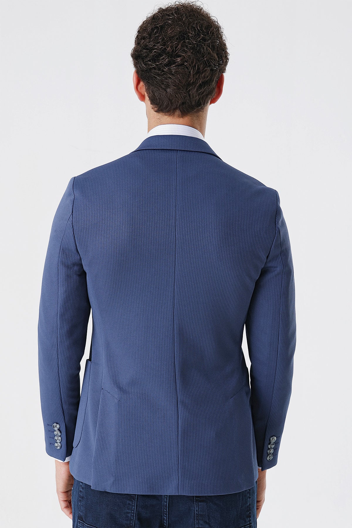 Slim-Fit Casual Blazer - Indigo Blue