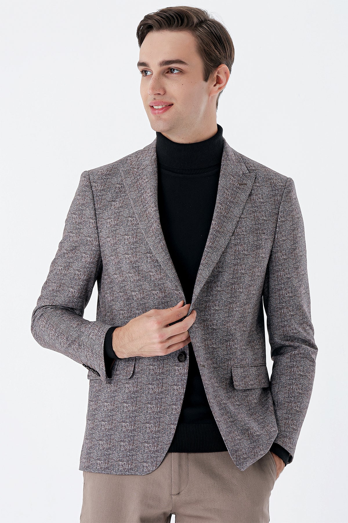 Slim-Fit Blazer - Brown