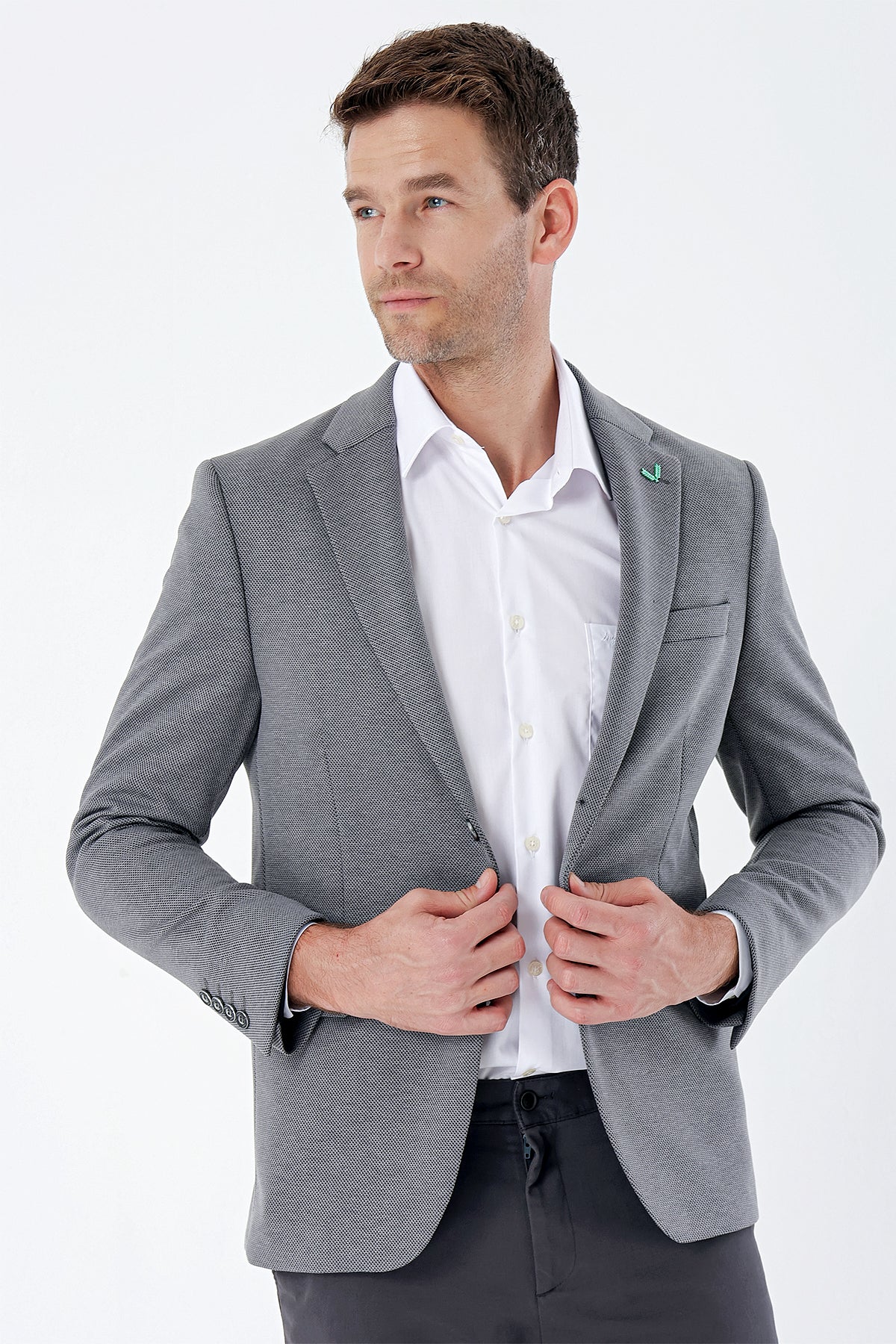 Slim-Fit Classic Blazer - Grey