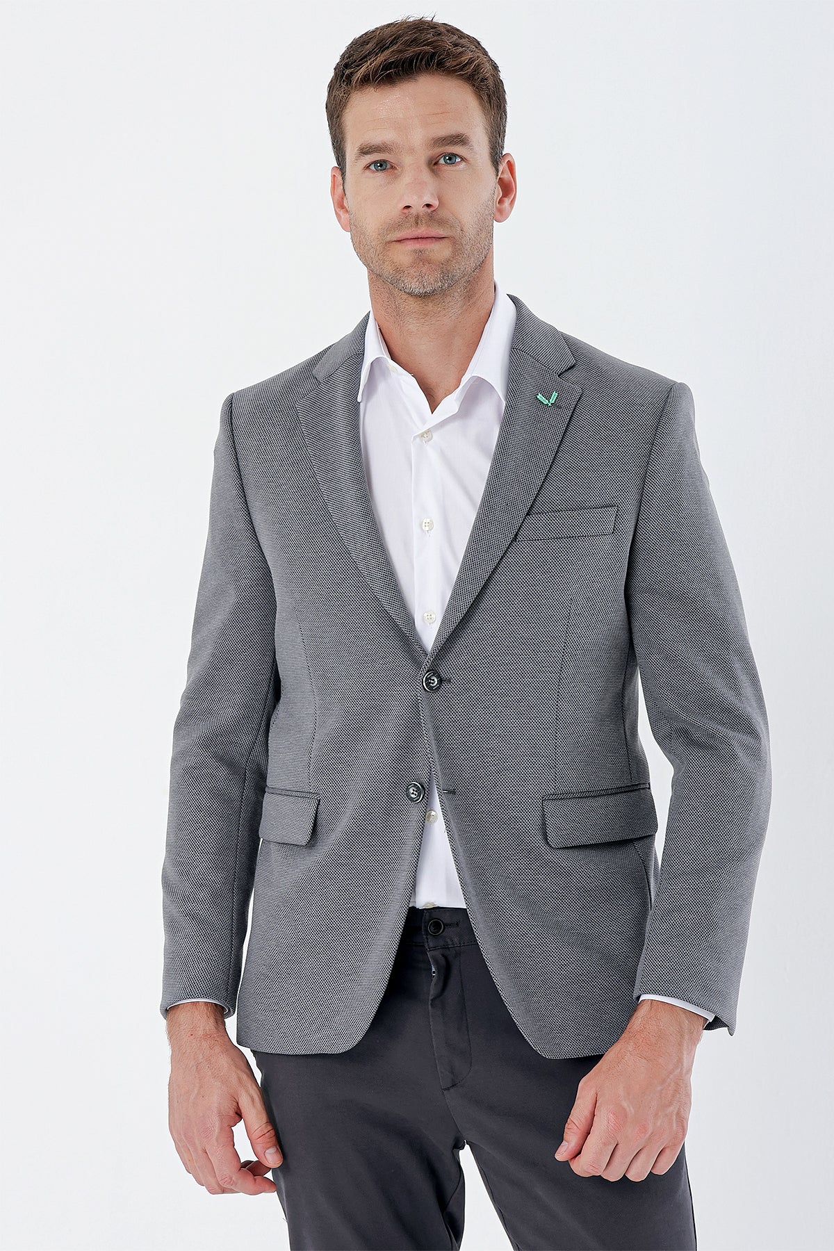 Slim-Fit Classic Blazer - Grey