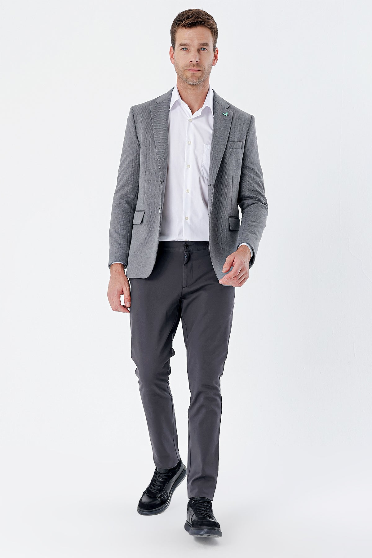 Slim-Fit Classic Blazer - Grey