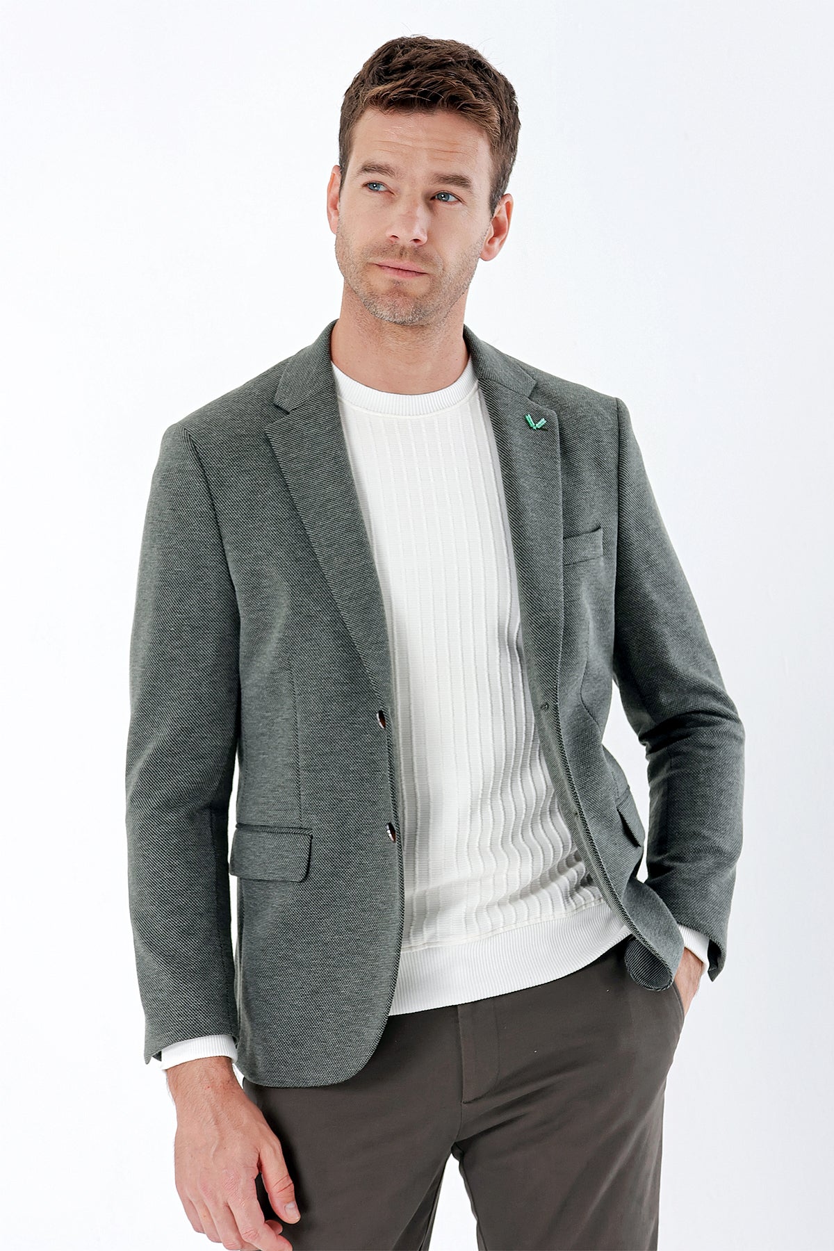 Slim-Fit Blazer - Khaki