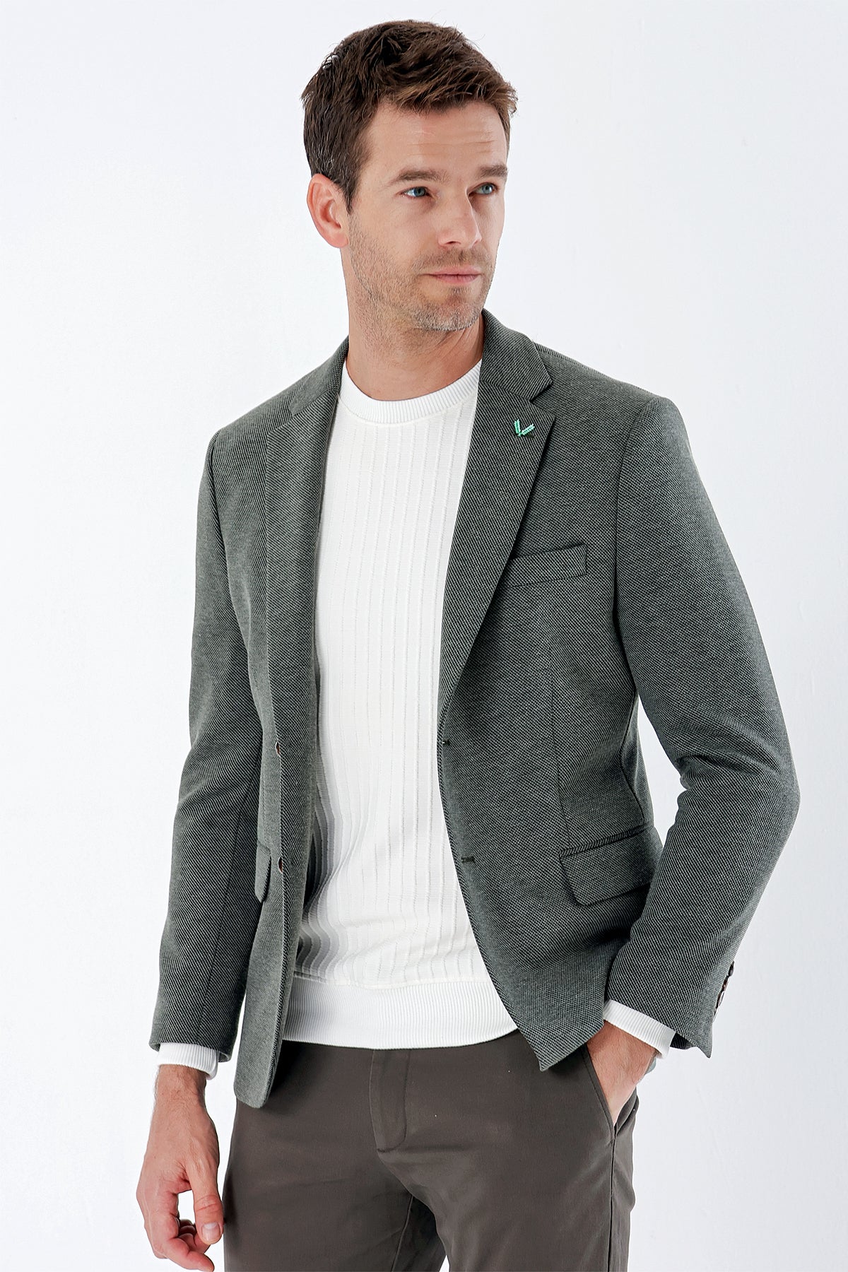 Slim-Fit Blazer - Khaki