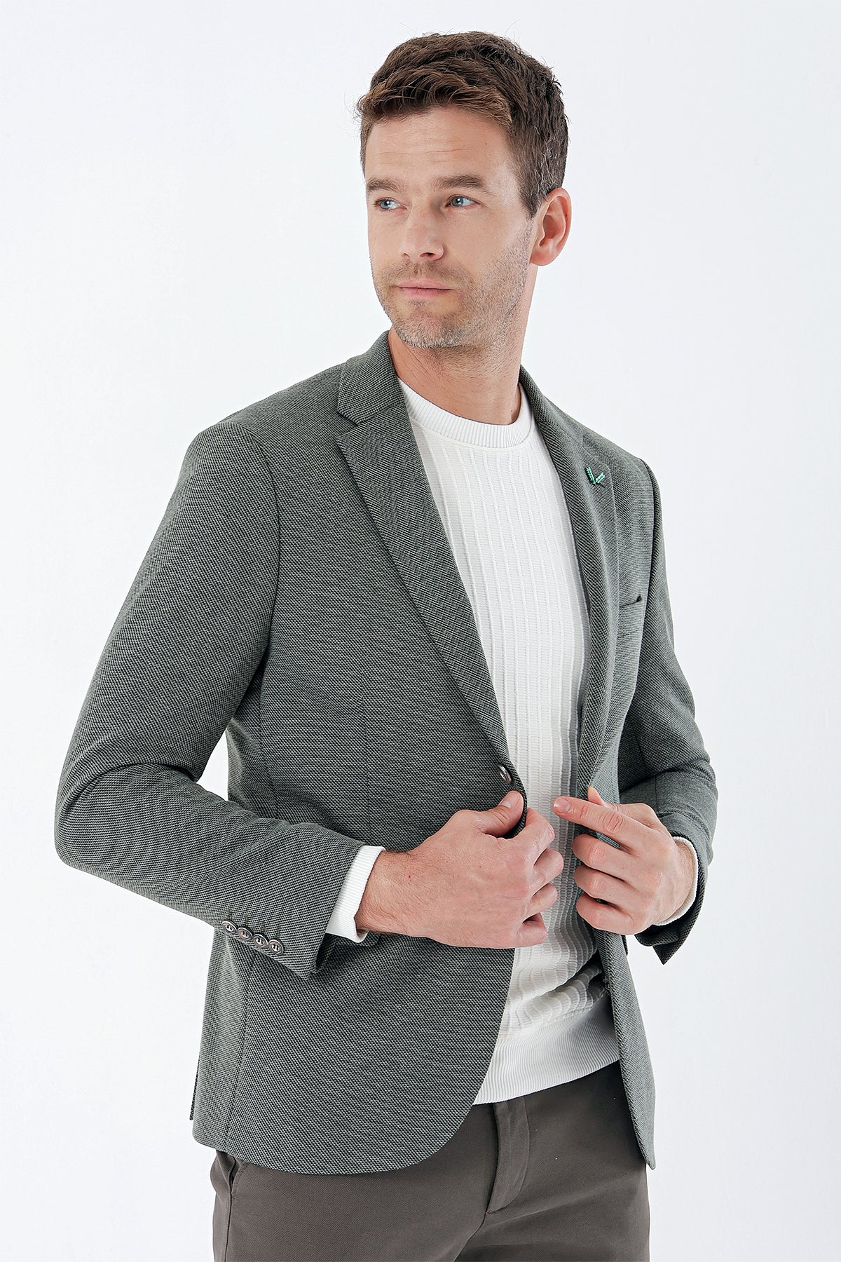 Slim-Fit Blazer - Khaki