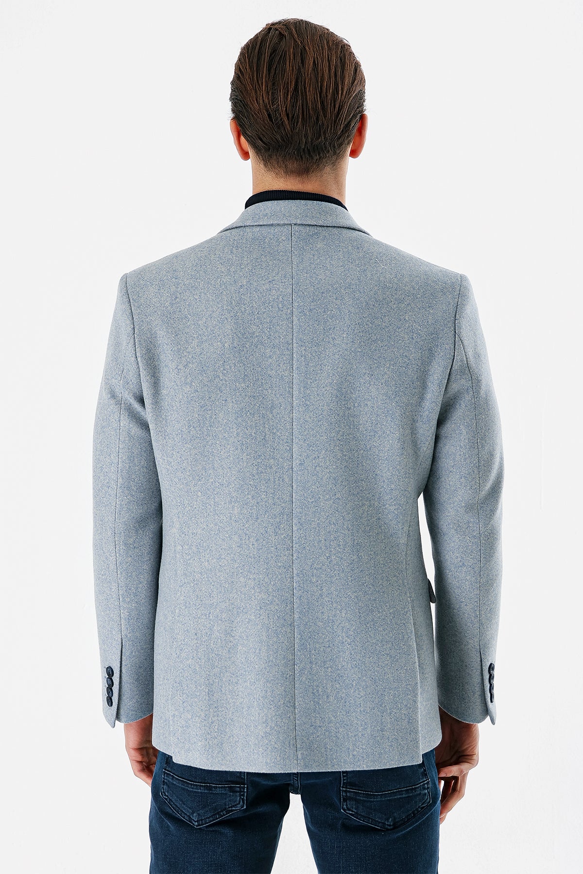 Comfort-Fit Blazer - Light Blue - Wool