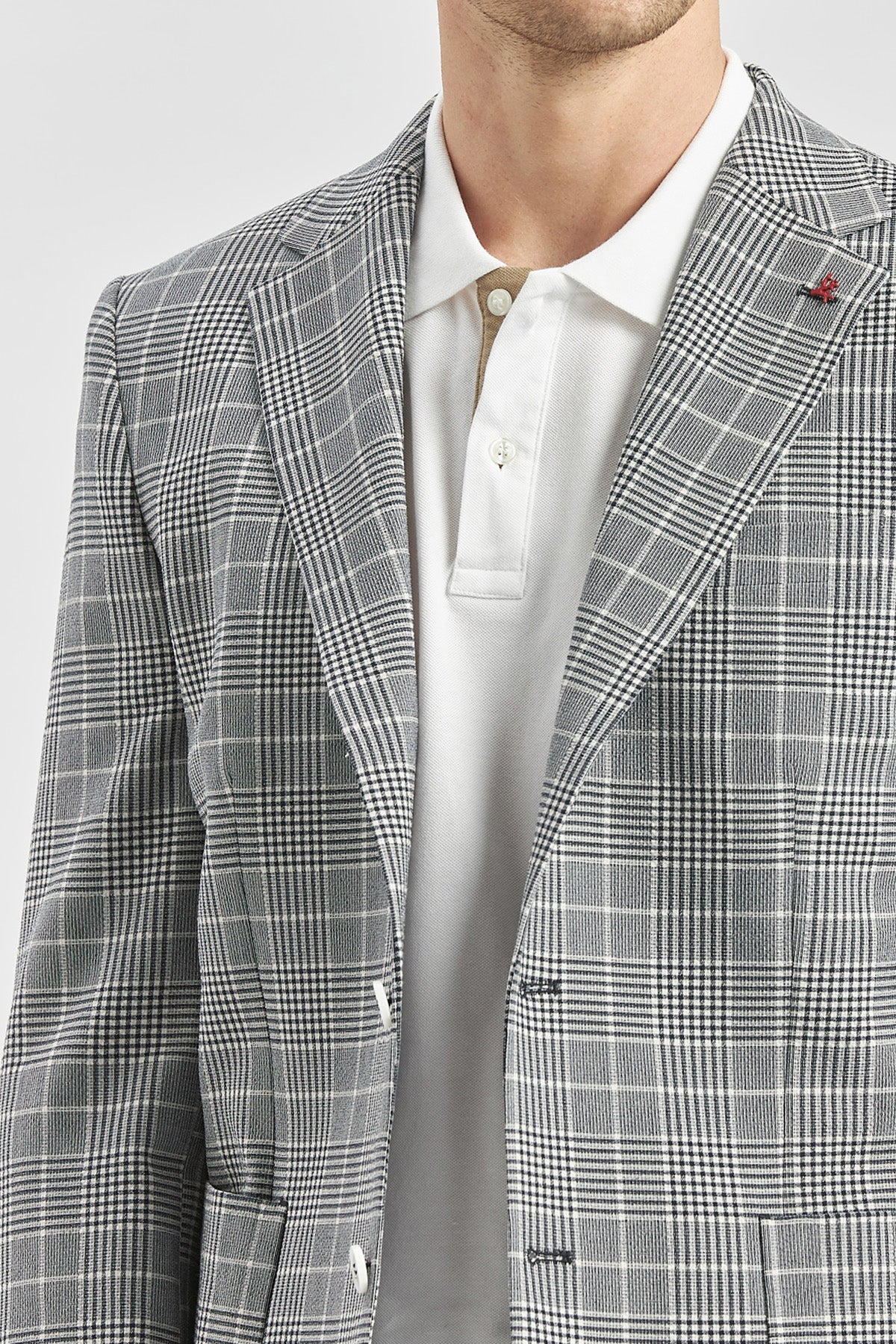 Slim-Fit Check Blazer - Grey