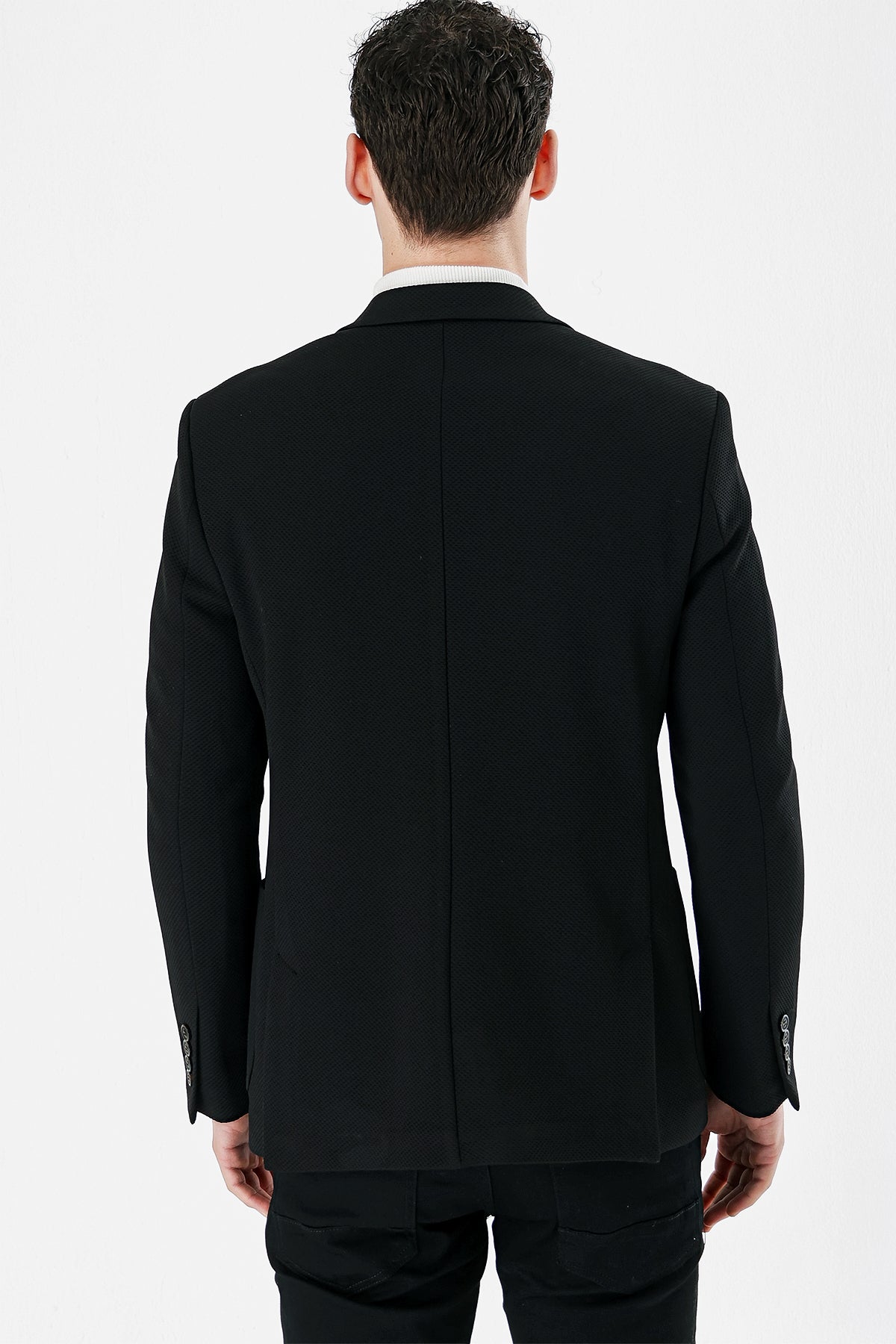 Slim-Fit Casual Blazer - Black