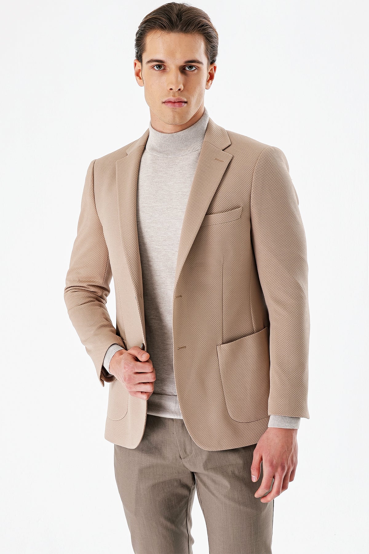 Slim-Fit Casual Blazer - Beige