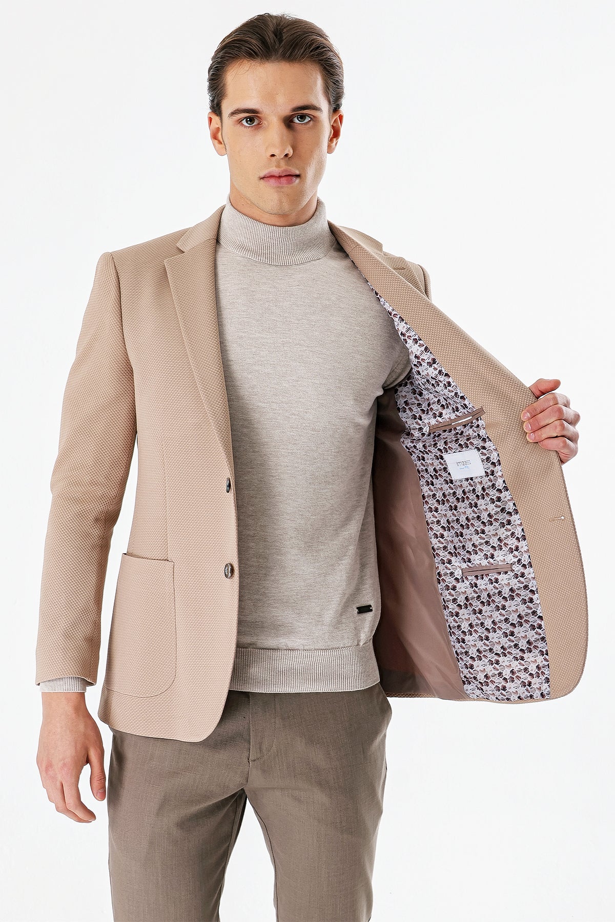 Slim-Fit Casual Blazer - Beige