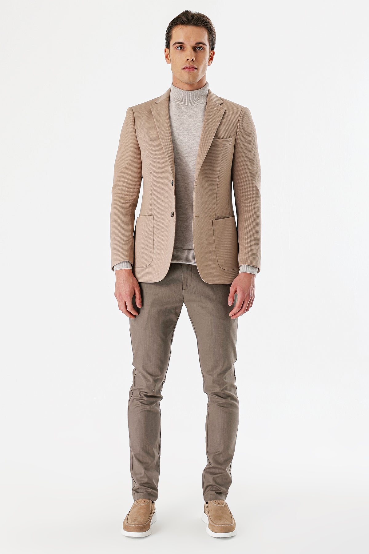 Slim-Fit Casual Blazer - Beige