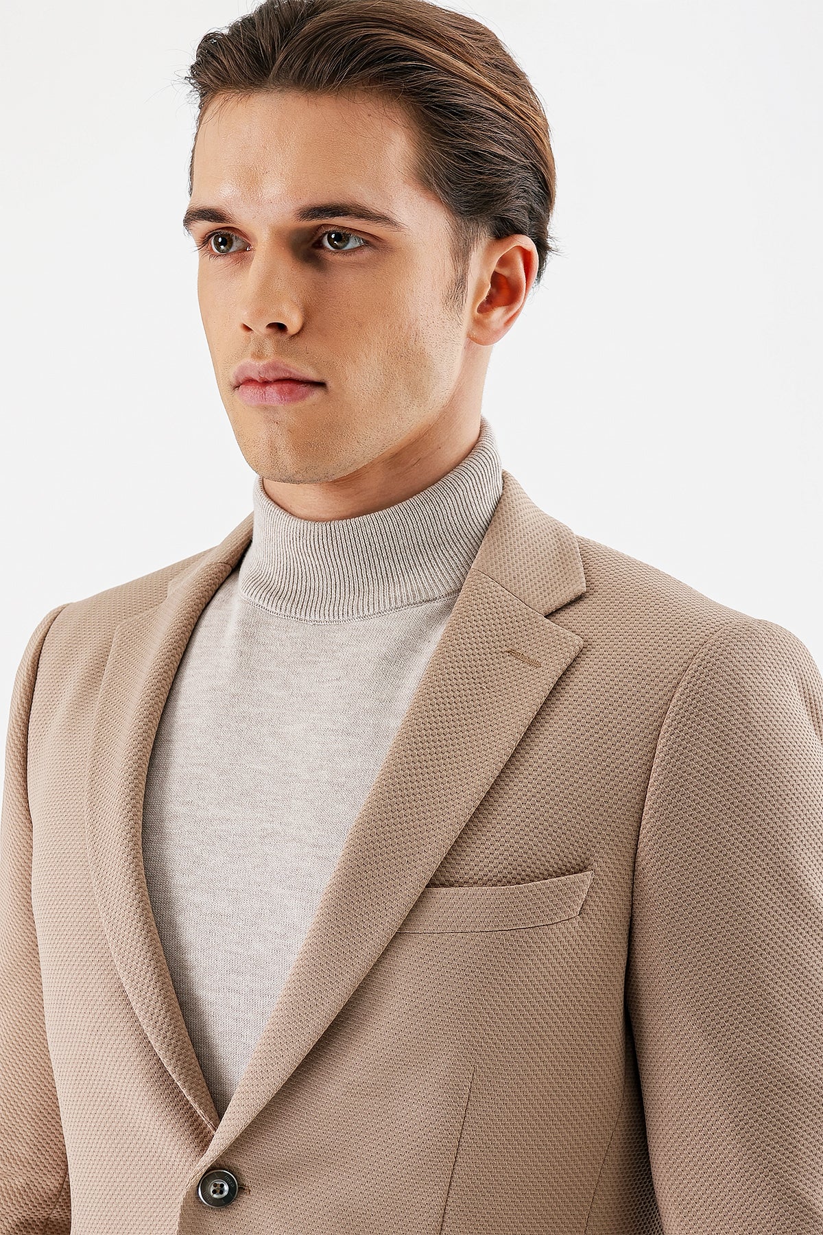 Slim-Fit Casual Blazer - Beige