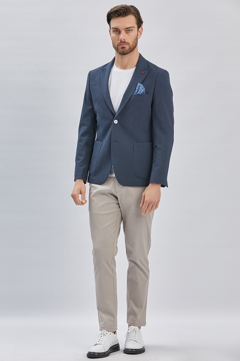 Navy Blue Slim-Fit Blazer