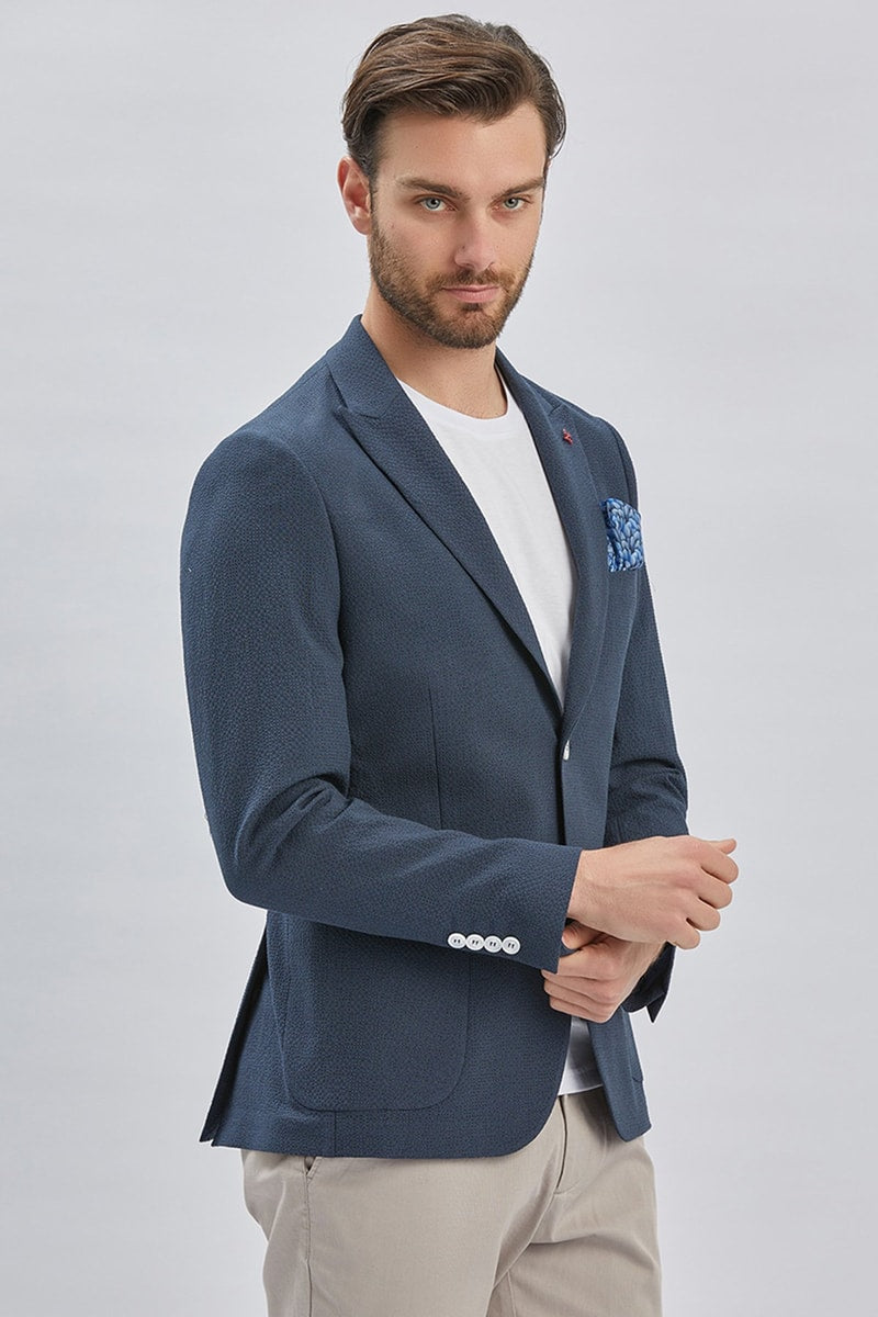 Slim-Fit Blazer - Navy Blue