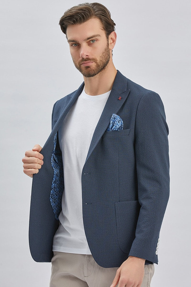 Navy Blue Slim-Fit Blazer