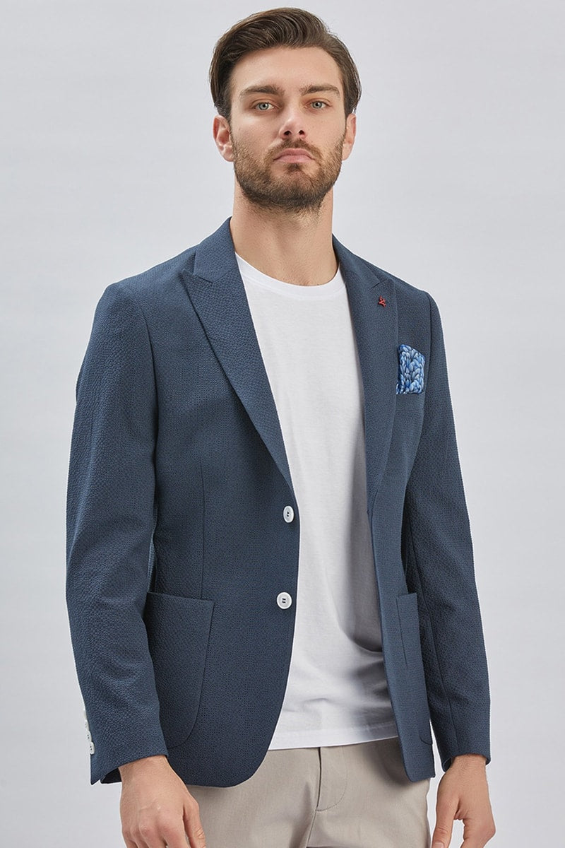 Navy Blue Slim-Fit Blazer