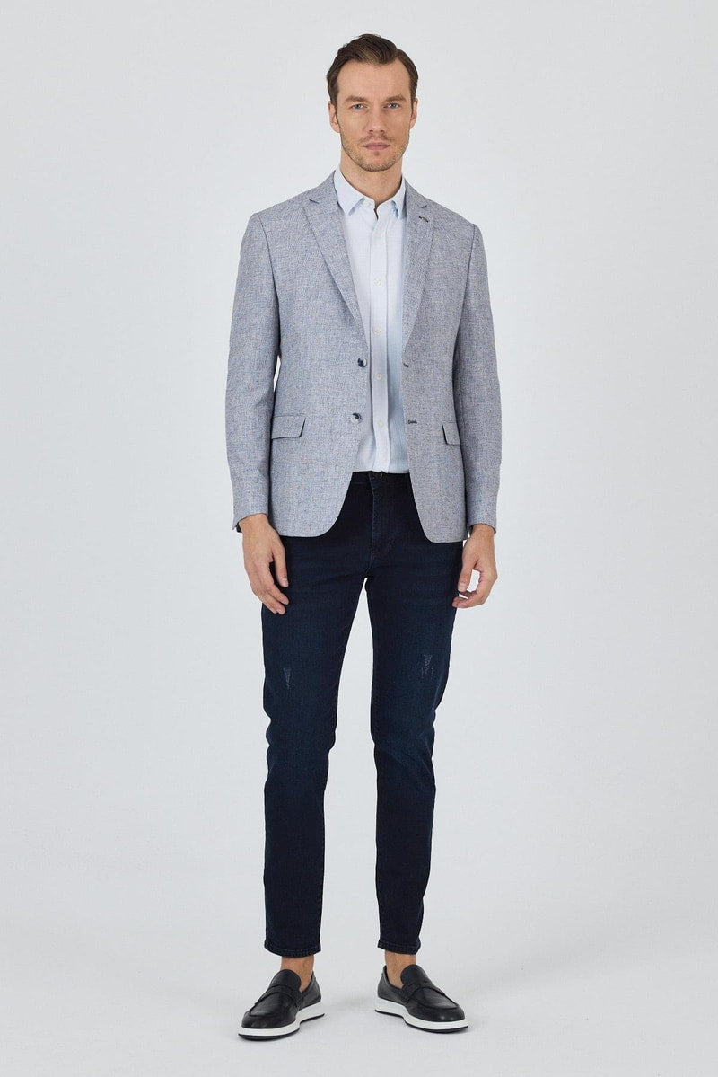 Light Blue Slim-Fit Linen Blazer