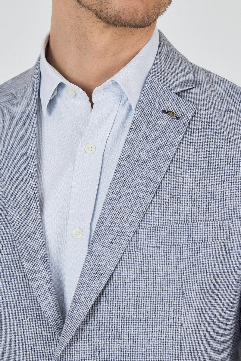 Light Blue Slim-Fit Linen Blazer