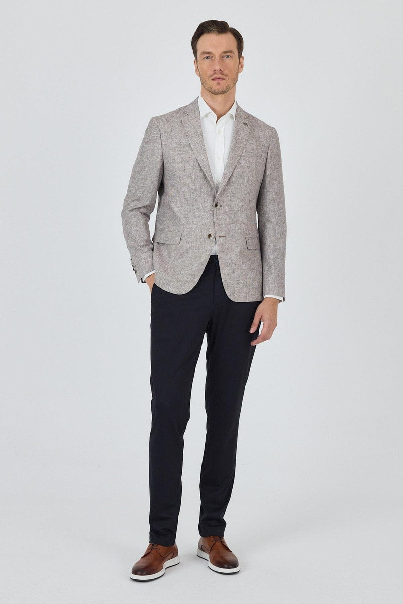 Light Beige Slim-Fit Linen Blazer