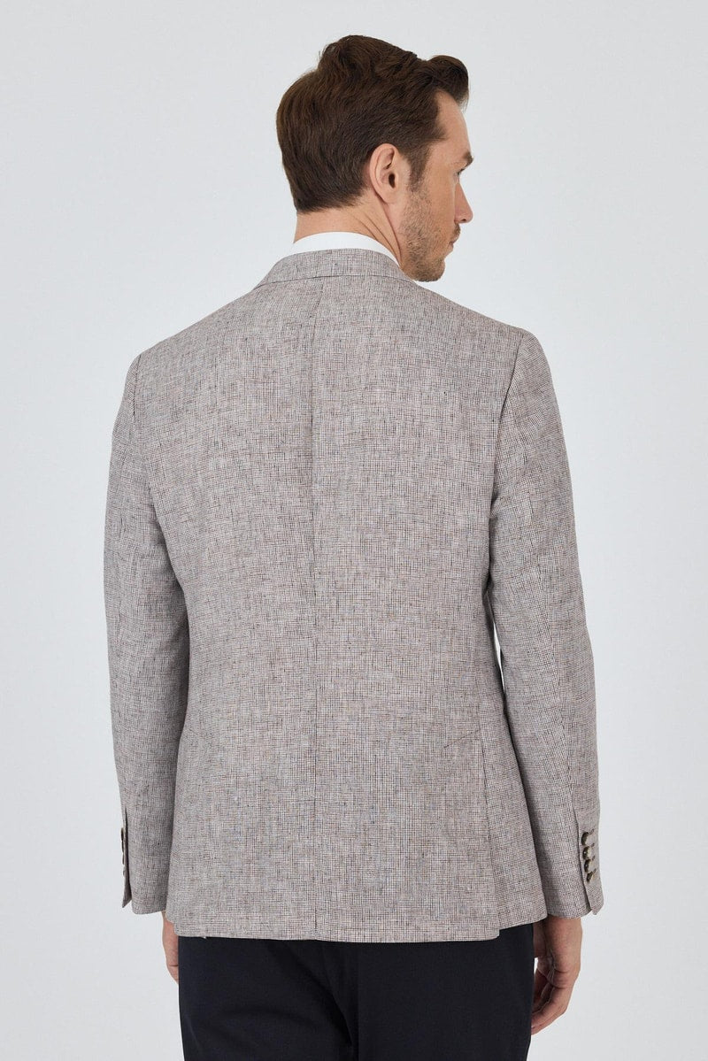 Light Beige Slim-Fit Linen Blazer