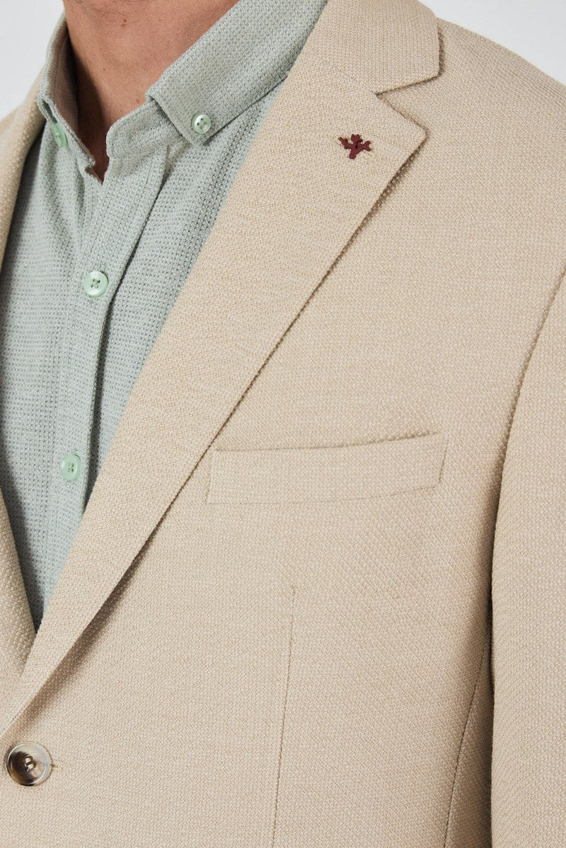 Beige Slim-Fit Blazer
