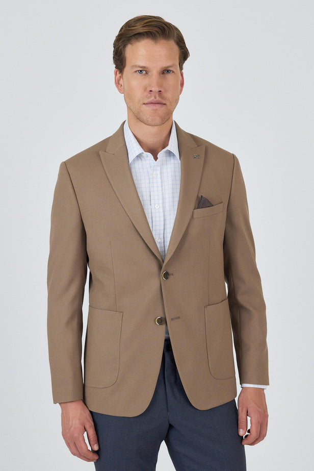 Slim-Fit Blazer - Brown