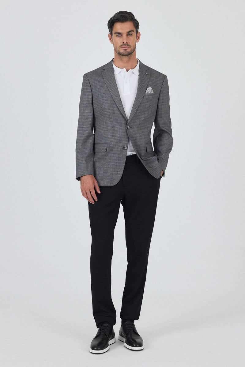 Dark Grey Comfort-Fit Check Blazer