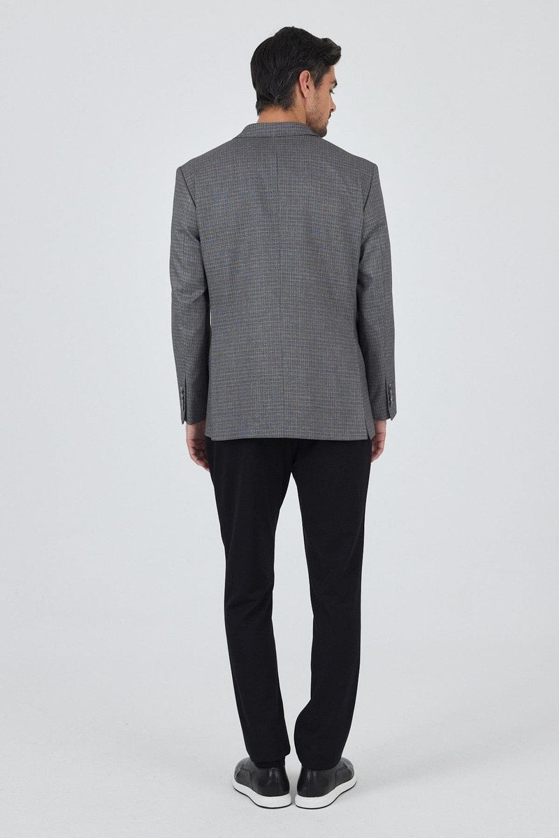 Comfort-Fit Check Blazer - Dark Grey