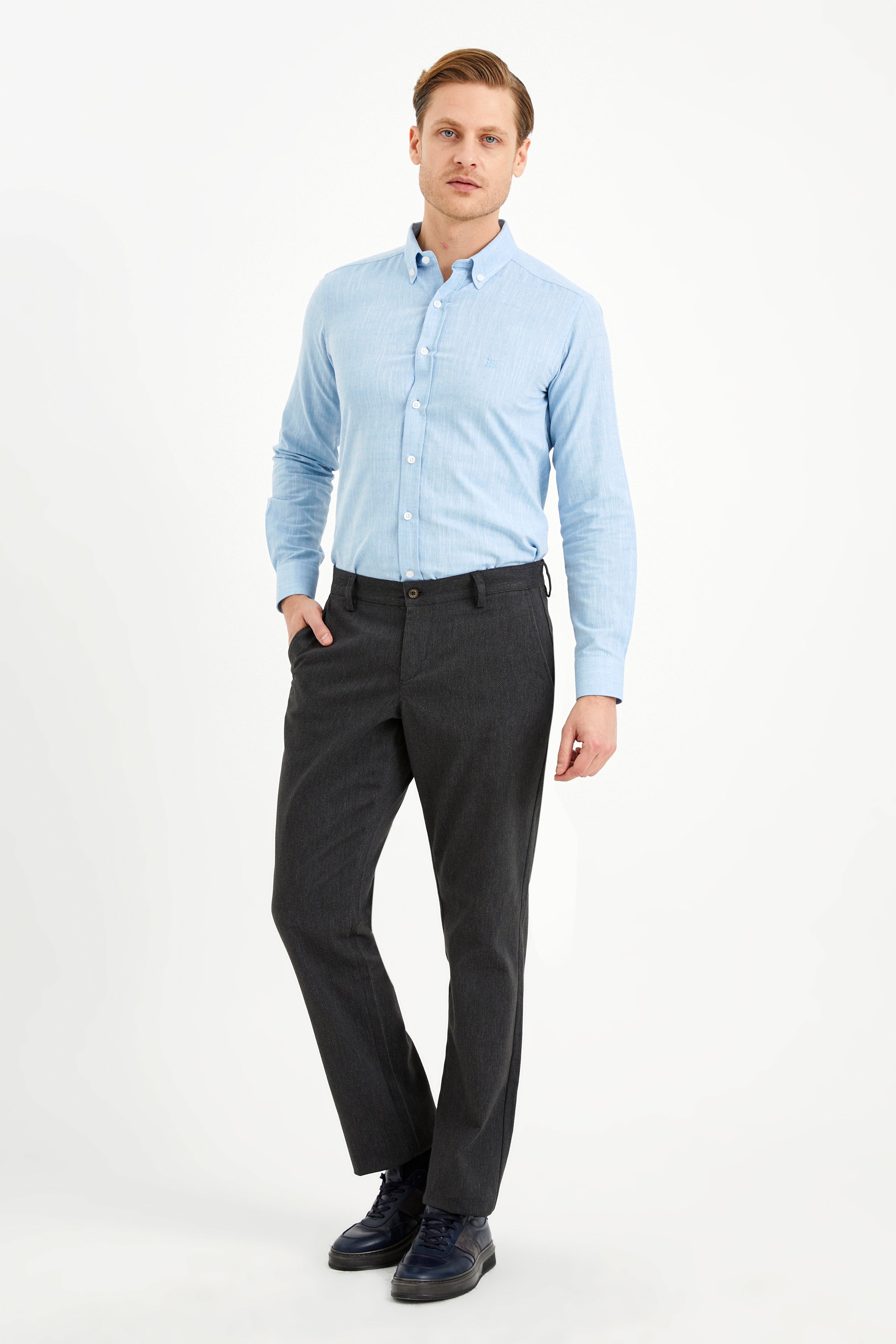 Comfort-Fit Classic Pants - Dark Grey