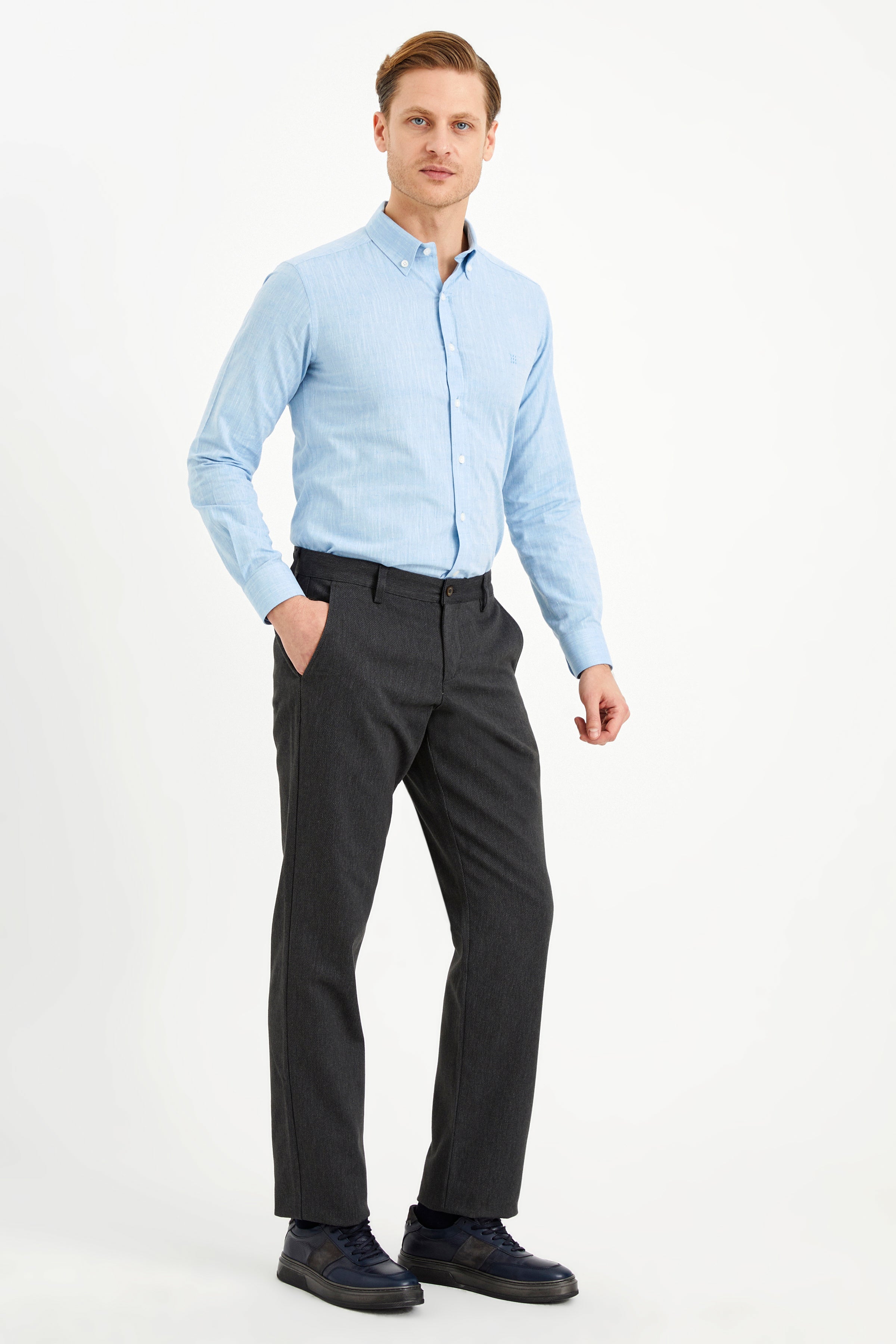 Comfort-Fit Classic Pants - Dark Grey