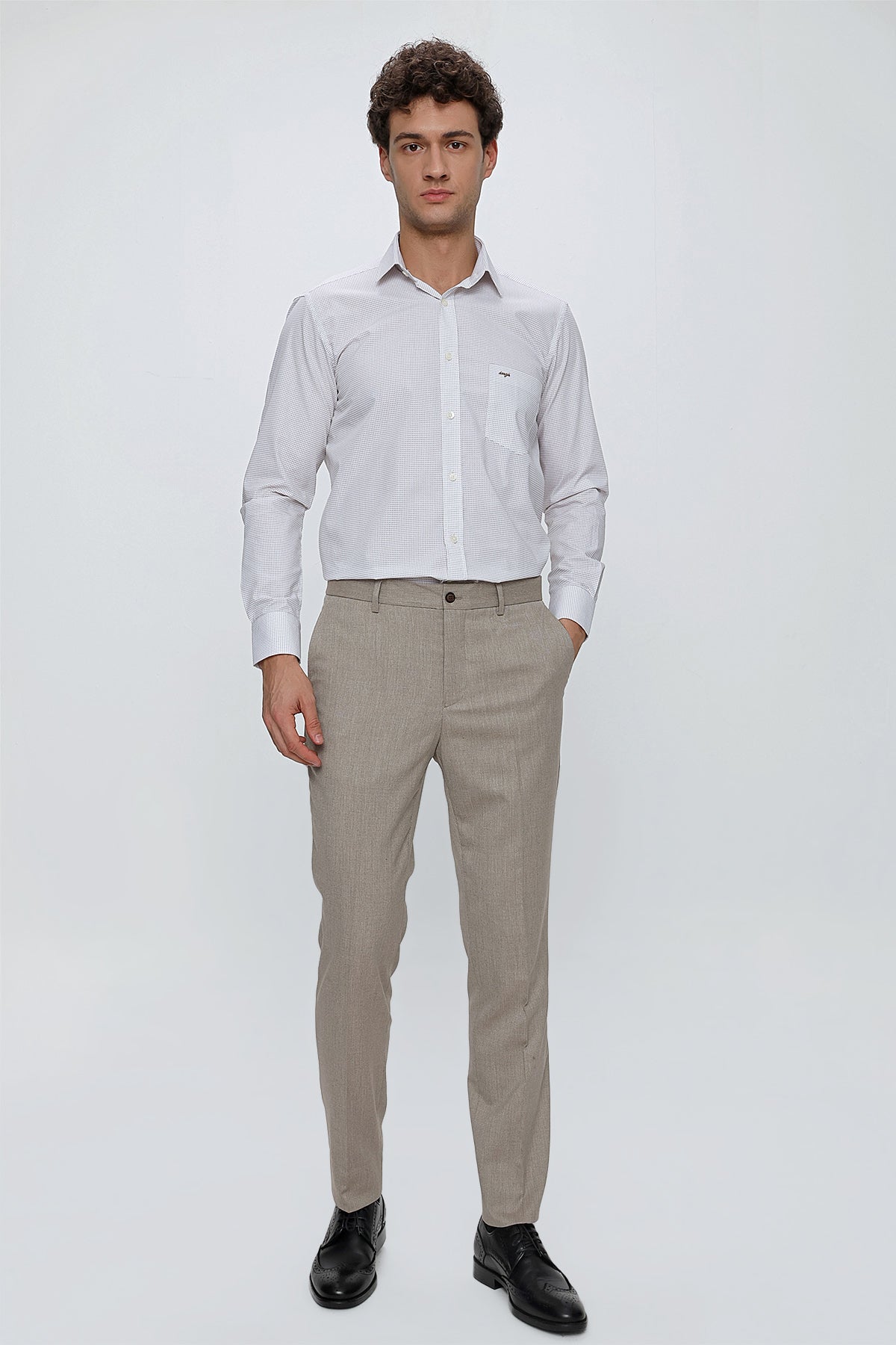 Slim-Fit Classic Pants - Beige