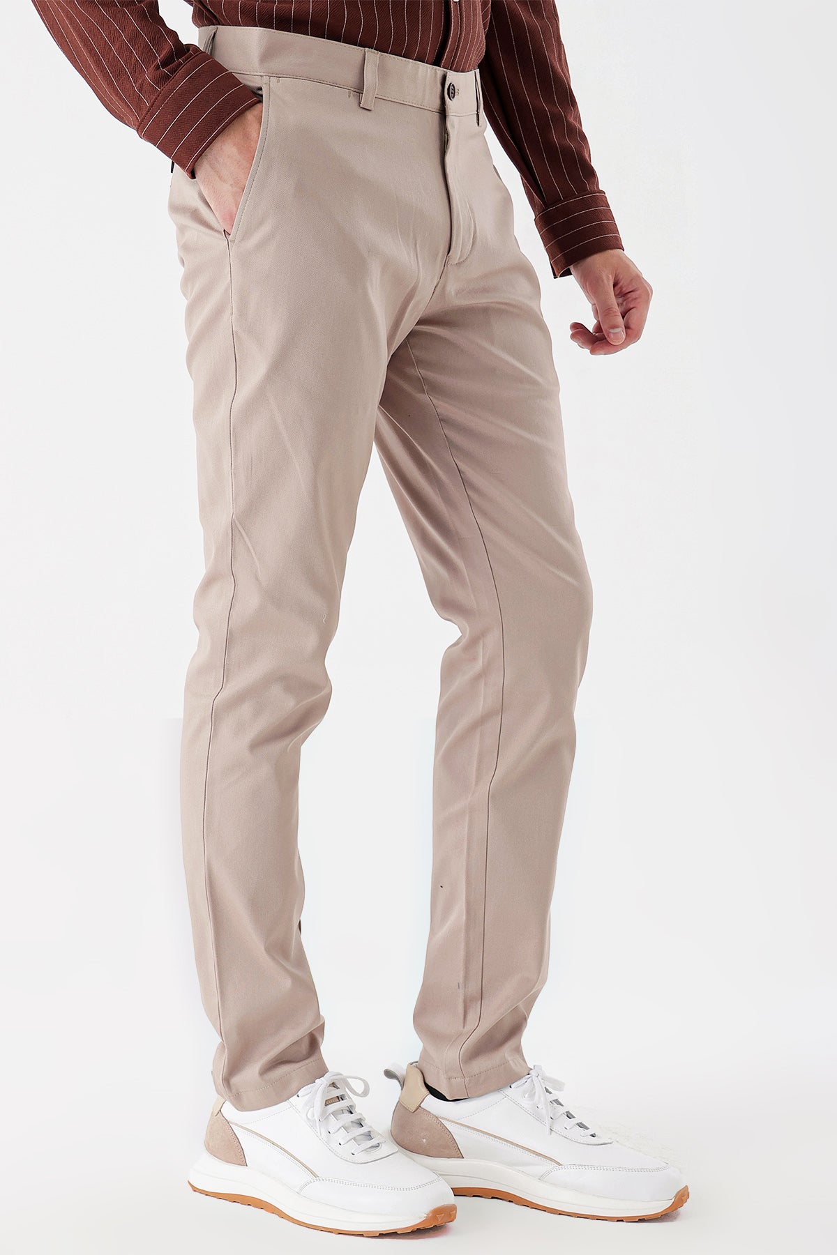 Slim-Fit Chino Pants - Light Beige