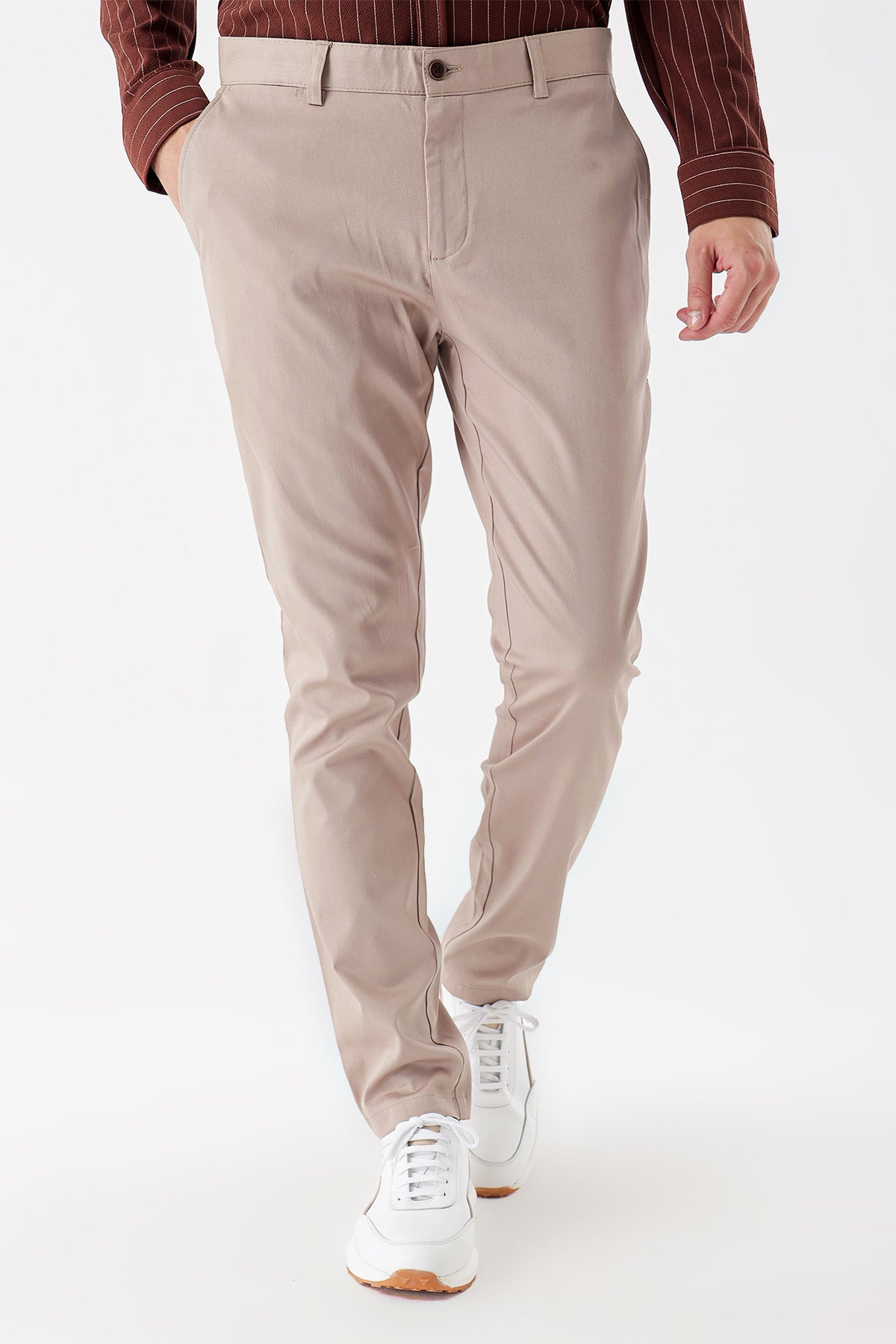 Slim-Fit Chino Pants - Light Beige