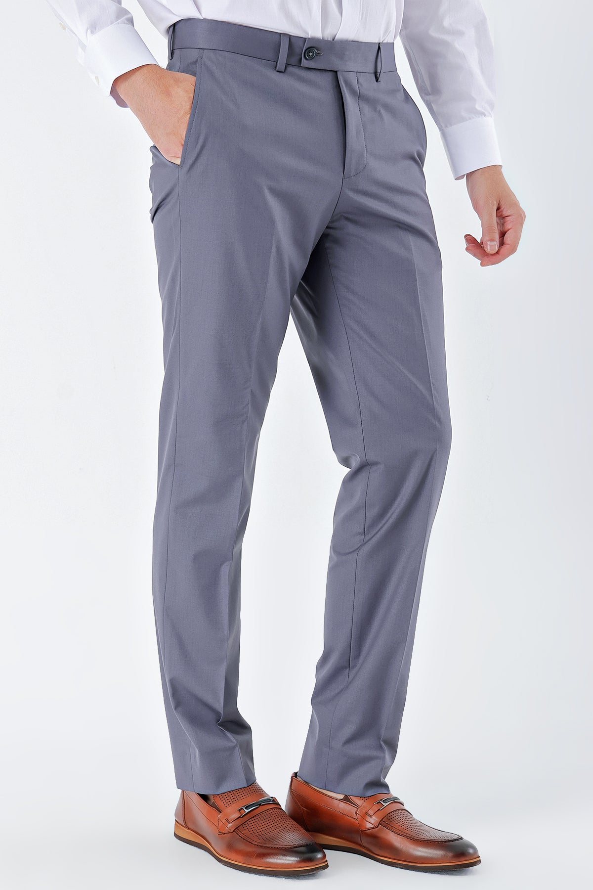 Comfort-Fit Classic Pants - Grey