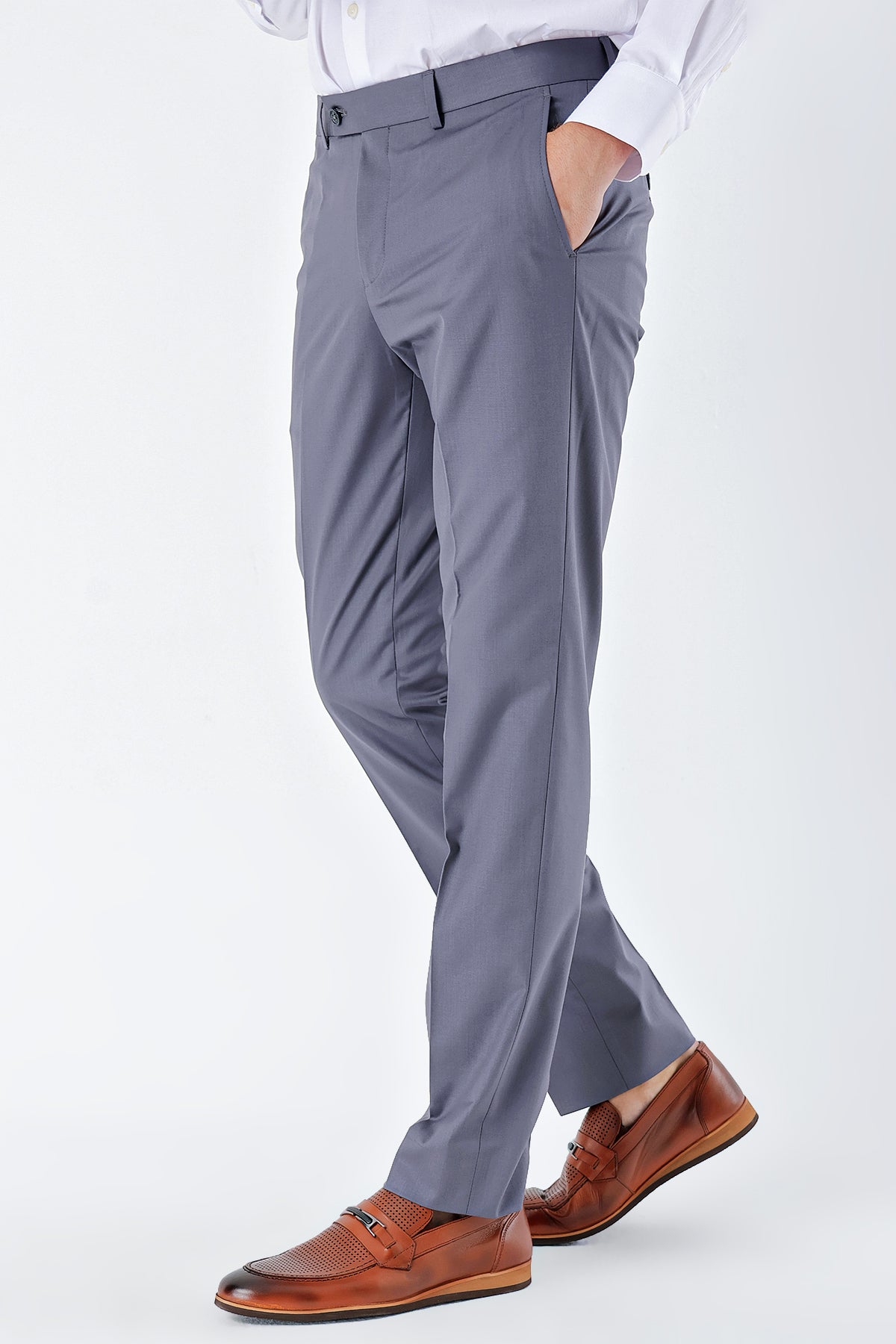 Comfort-Fit Classic Pants - Grey