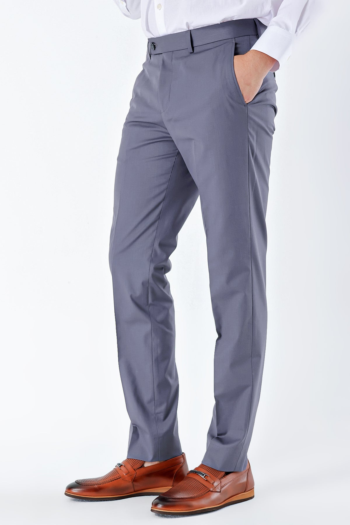 Comfort-Fit Classic Pants - Grey