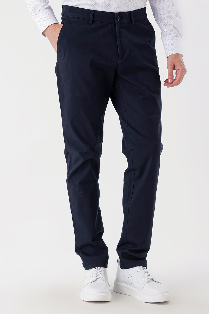 Navy Comfort-Fit Chino Pants