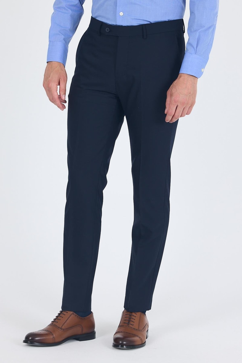 Slim-Fit Classic Pants - Navy Blue