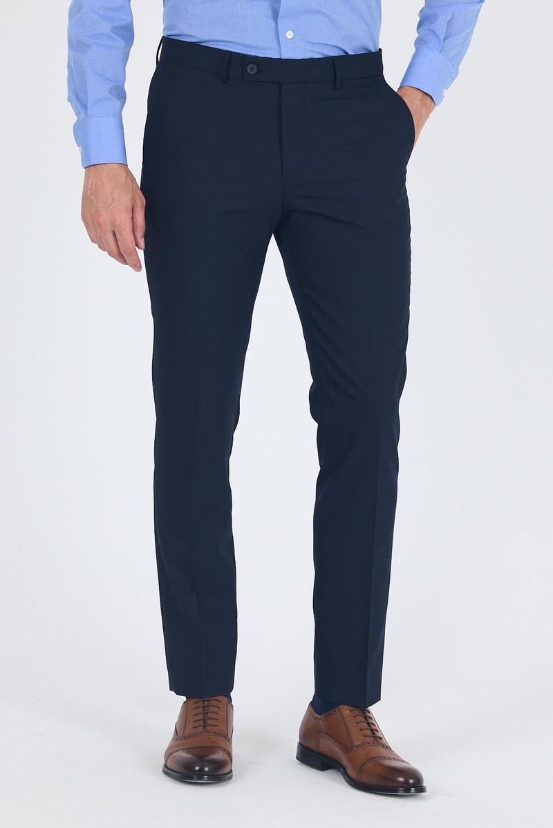 Slim-Fit Classic Pants - Navy Blue