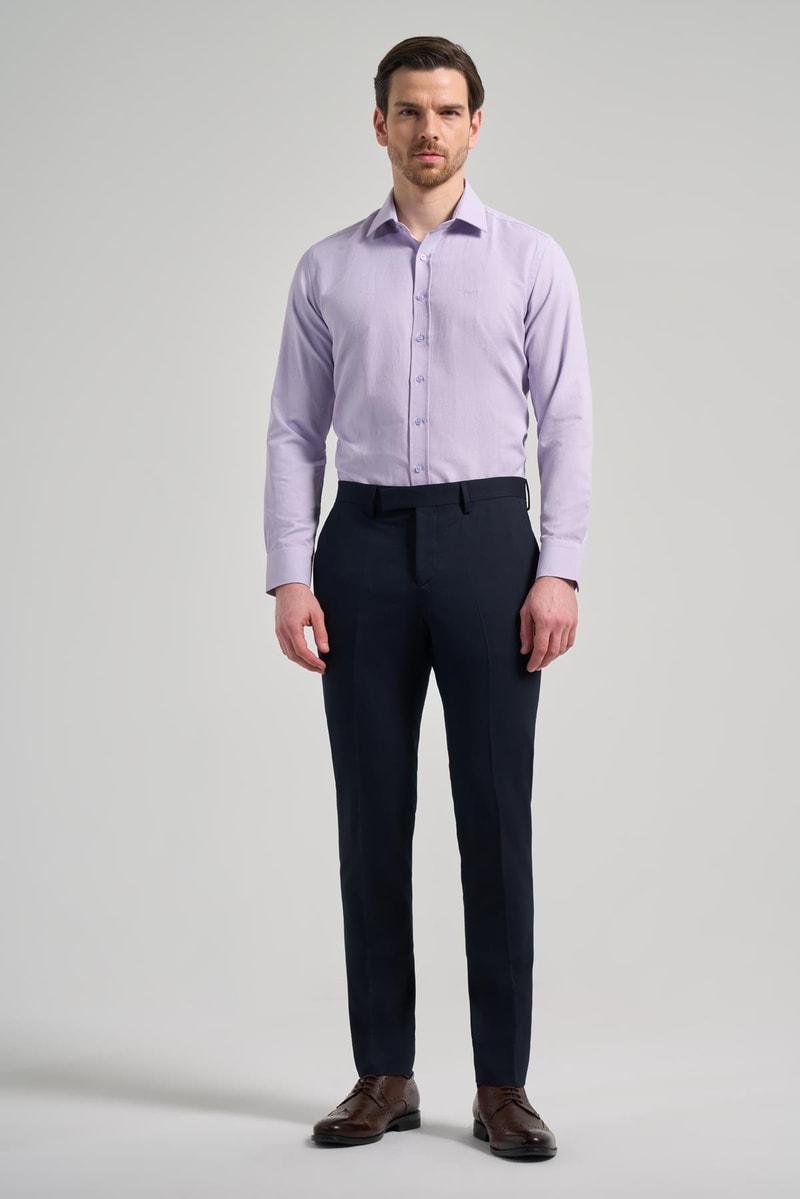 Slim-Fit Classic Pants - Navy Blue